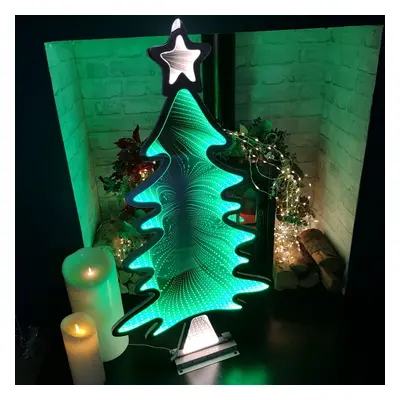 95cm Infinity Light up Christmas Tree Decoration with Green LEDs on Metal Base