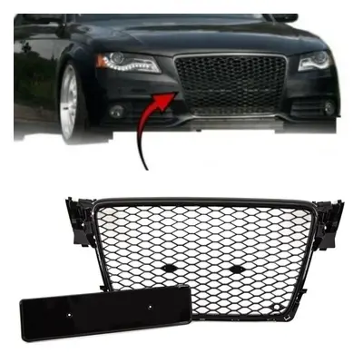 Audi A4 S4 S-line Front Main Grille Gloss Black Honeycomb RS4 Look Badgeless screws