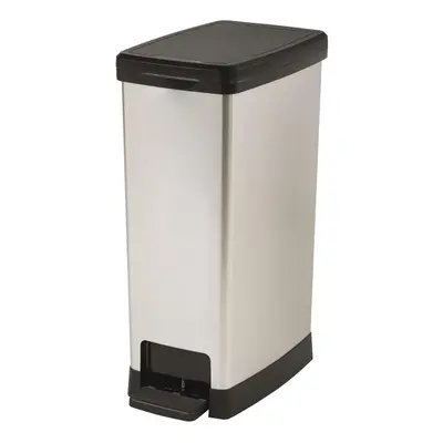 40L Slimline Elite Pedal Bin Silver - METAL EFFECT