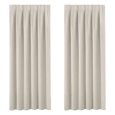 (W 90" x 72" (2 Panels), Light Beige) Easy Care Solid Insulated Pencil Pleated Blackout Curtains