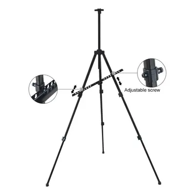 (black) Portable Adjustable Metal Sketch Easel Stand Foldable Travel Easel Aluminum Alloy Easel 