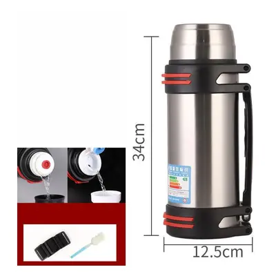 (silver, 2L) Wtempo 1.5l/2l/2.5l/3l/4l/5l Stainless Steel Vacuum Flask Outdoor Sports Kettle Cof