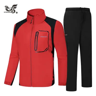 (red, XXXXXL) Spring Autumn Men Sportswear Set Outwear Training Casual Men&apos;s Sweatshirt Tra