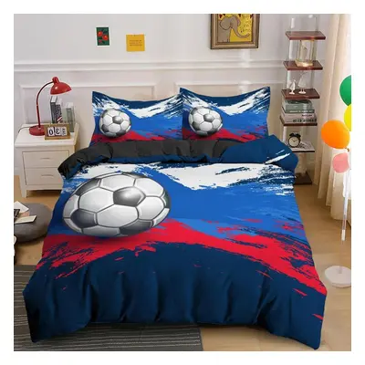 (as the picture, DE 155x200cm) 3D Digital Printing Bedding Set Bedroom Football Quilt Cover Pill