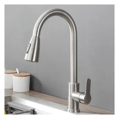 (SILVER) Black Kitchen Faucet Cold Hot Water Mixer Crane Tap Sprayer Stream Rotation Sink Tapwar