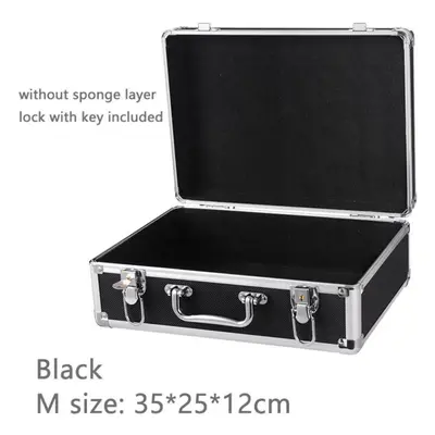 (black, wish Lock) Portable Aluminum Tool Box Safety Equipment Toolbox Instrument Box Storage Ca