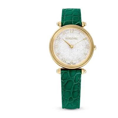 Swarovski Crystalline Wonder Swiss Made Leather strap Green Gold-tone Finish Watch