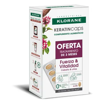 KeratinCaps capsules to strengthen & revitalize hair pack x capsules Klorane