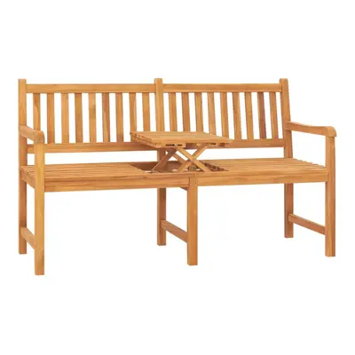 vidaXL Solid Teak Wood 3-Seater Garden Bench with Table Patio POP-up Bench