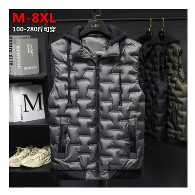 (xxxL, Gray) brand Autumn Winter New Men Cotton Vest Jacket Sleeveless Down Waistcoat Jacket Mal