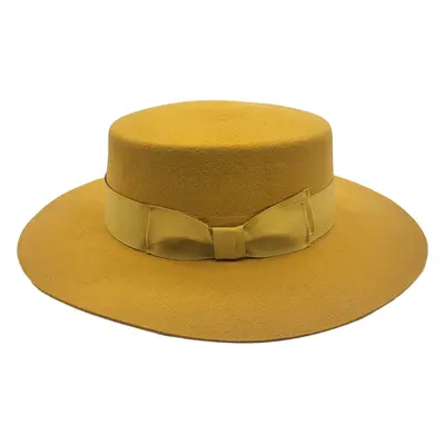 (MUSTARD-YELLOW) Classic Wool Felt Boater Hat