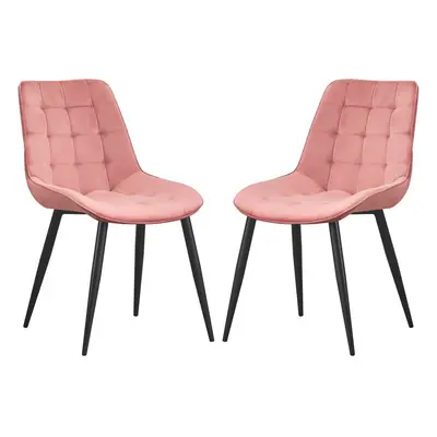 (Pink, 2) Velvet Dining Chair Lounge Chair with Metal Black Legs R1 Next Day UK Delivery