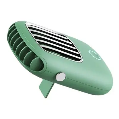 (Green) Handheld Hanging Neck Mini Fan Portable USB Charging Desktop Fan Three Gears Low Noise 1