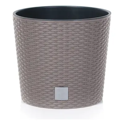 (Mocca, 400mm x2) Plastic Rattan Effect Flower Garden Flower Pot