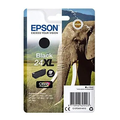 24XL Black Elephant High Yield Genuine, Claria Photo HD Ink Cartridge, High Capacity