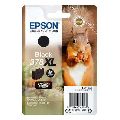 Epson 378XL Black Squirrel High Yield Genuine, Claria Photo HD Ink Cartridge, Amazon Dash Replen