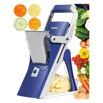 (Dark Blue) Safe Vegetable Chopper - Kitchen Shredder, Potato Slicer, Adjustable Vegetable Cutte