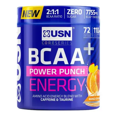 USN Bcaa Power Punch + Energy, Amino Acid Energy Blend with Caffeine and Taurine, Mango-Orange, 