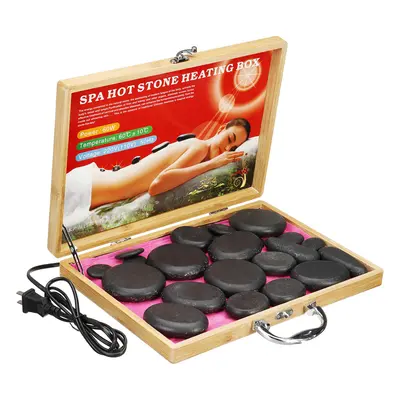 Professional Portable Massage Stone Heater Kit with 22Pcs Therapy Hot Rocks Massage Stones Elect