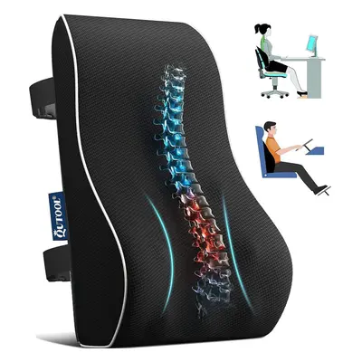 Qutool Lumbar Support Pillow for Office Chair Car Memory Foam Back Cushion for Back Large Back P