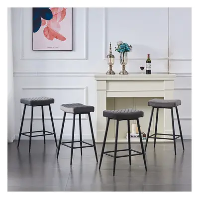 (Grey(Velvet), 4PCS) 2X4X Round Velvet Bar Pub Stools Chairs Seats