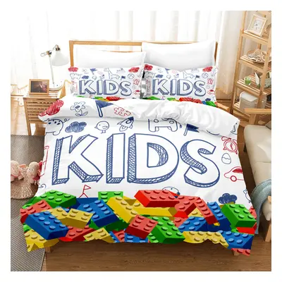 (Style 06, Single(135X200CM/2PCS)) Building block Bedding Single Double Duvet Cover