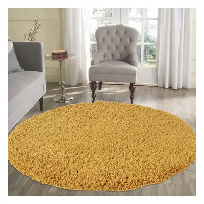 (Round x 120cm, GOLD) Living Room Soft Shaggy Rugs 45mm Pile Height Small - Extra Large in Colou