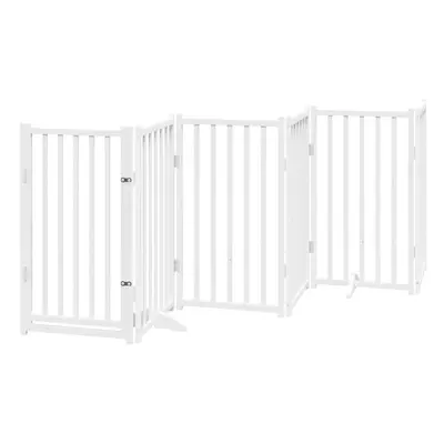 (white, x x cm/ pcs) vidaXL Dog Gate with Door Foldable Dog Fence Barrier Pet Gate Solid Wood Fi