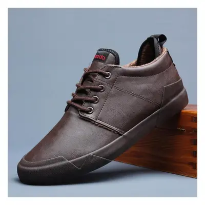 (brown, 42) Spring And Autumn Fashion Men&apos;s Lace-up Leather Casual Shoes Trendy Shoes Cool 