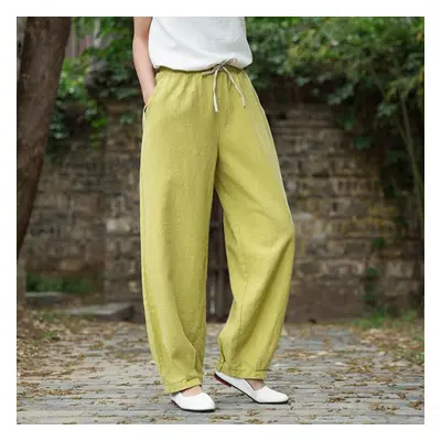 (yellow, One Size) Johnature Lantern Pants Autumn Winter Loose Retro Plus Size Women Pants