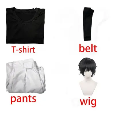 (L-(Full set+wig)) Anime Jujutsu Kaisen Fushiguro Toji Cosplay Costume Aldult Unisex Pants Wig H