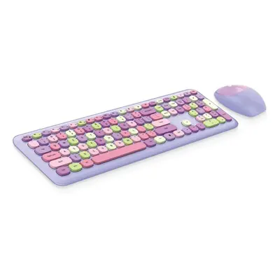 (purple) Mofii Keyboard Mouse Combo Wireless 2.4g Mixed Color Key Keyboard Mouse Set With Round 