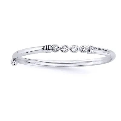 Jewelco London Girls Sterling Silver Cubic Zirconia Stone Bubble Eternity Baby Bangle Bracelet -