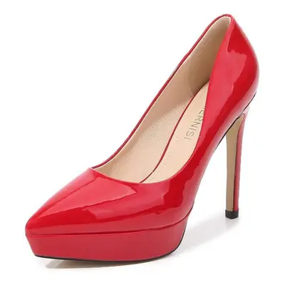 (red, 40) Summer Fashion Pointed Catwalk Women&apos;s Shoes Shallow Mouth Stiletto Heel Office S