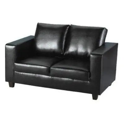 Tempo Two Seater Sofa-in-a-Box Black Faux Leather