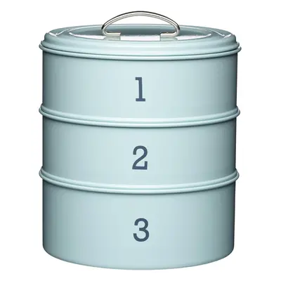 KitchenCraft Living Nostalgia 3-Tier Cake Storage Tin (22 x 27cm) Blue