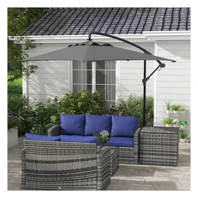 Outsunny m Cantilever Parasol with Cross Base, Crank Handle, Ribs, Grey