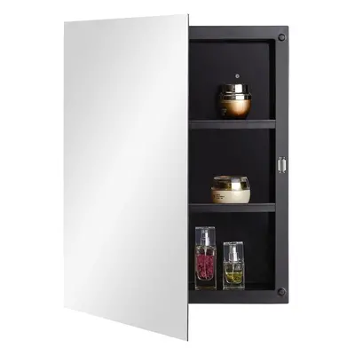 (40 X Cm-black Without Frame) Black Plastic Mirror Cabinet with Polished Edge Mirror Door, Reces