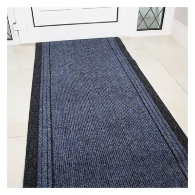 (Blue, 67cm x 640cm (21')) Very Long Hallway Rug Heavy Duty Runner ANY Length