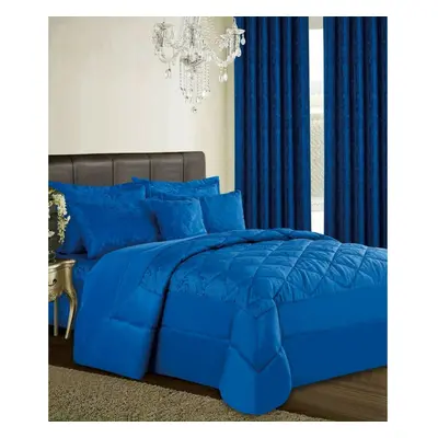 (Royal-Blue (Bedspread), Super King Other) 3PCs Luxury Cleo Bedspread Throw Comforter Soft Beddi