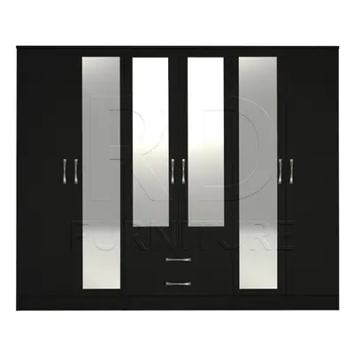 Ready assembled Classic Door Mirror Wardrobe Black