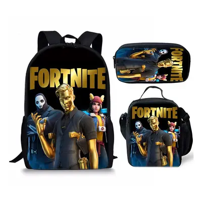 (4) Fortnite Game School Bag Backpack Lunch Bag Pencil Case 3PCS