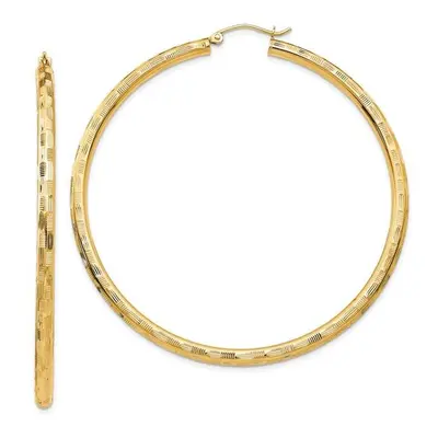 14K Yellow Gold Diamond-Cut Hoop Earrings