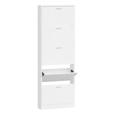 (High gloss white, x x cm (W x D x H)) New Wood Shoe Cabinet 5Drawer Organiser Furniture Multi C