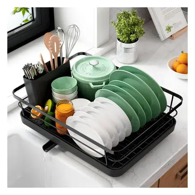 Dish Drainer- Space-Saving Dish Drying Rack, Dish Racks for Kitchen Counter, Durable Stainless S