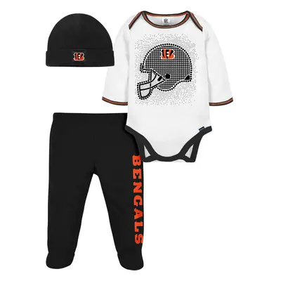 Gerber NFL Baby Boys' 3Pc Bodysuit Footed Pant & Cap Set Cincinnati Bengals Months