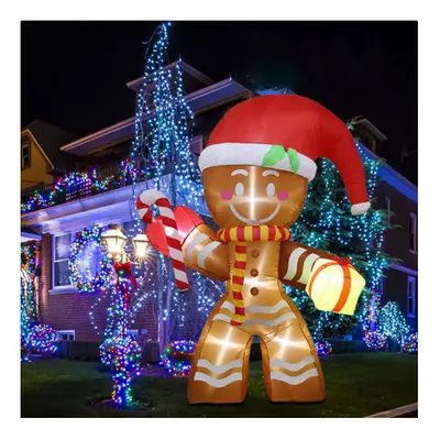 7.87ft Inflatable Christmas Giant Gingerbread Man with Build-in LED