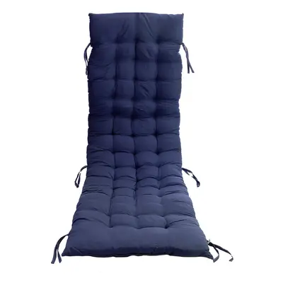 (Dark Blue) 48x170CM Thickened Garden Rocker Upholstery Chair Cushion Foldable Double Sided Outd