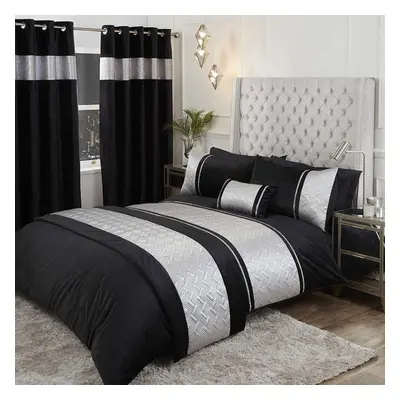 Capri Silver Black Super King Size Duvet Cover Set Velvet Sequin Bedding Bed Set Quilt