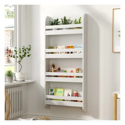 4-Tier Kid's Wall-Mounted Bookshelf, White